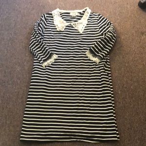 Adorable black and white stripe mini dress
